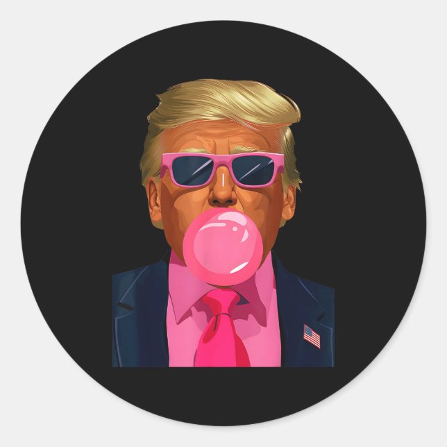 Adesivo Redondo Nk Sungles Trump Bubble Gum 2024 Vote President Fu (Frente)