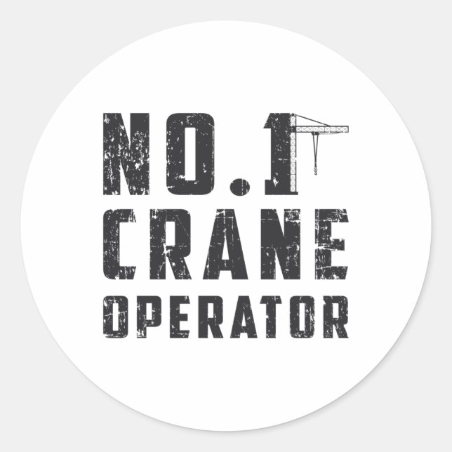 Adesivo Redondo No. 1 Crane Operator Workers Construction Site (Frente)