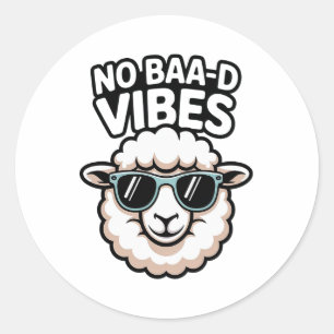 Adesivo Redondo No Baa-d Vibes Sheep