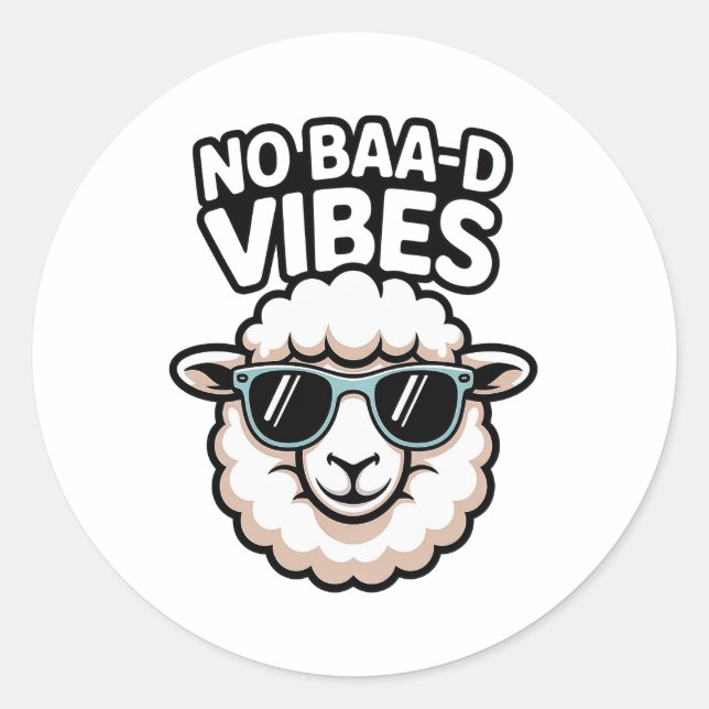 Adesivo Redondo No Baa-d Vibes Sheep (Frente)