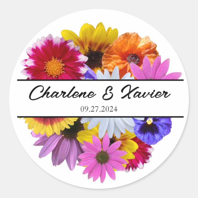 Adesivo Redondo No Bloom Wedding - Floral Redondo (Frente)