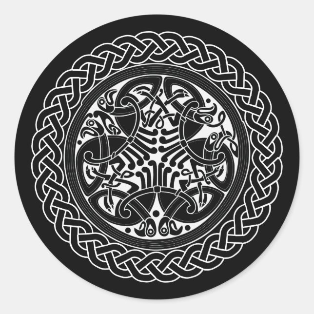 Adesivo Redondo Nó Celta Com Aves (Frente)