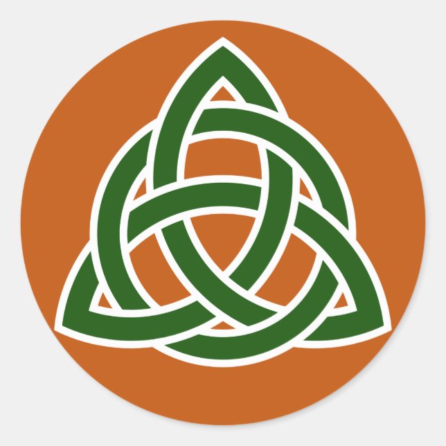 Adesivo Redondo Nó Celta Triquete (verde e branco) (Frente)