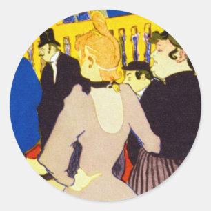Adesivo Redondo No clube noturno de Toulouse Lautrec, Vintage Art