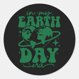 Adesivo Redondo No Dia da Terra, Groovet Planet Heart Earth