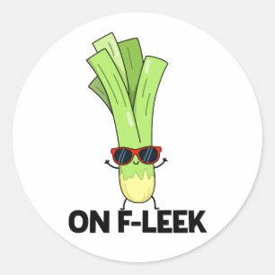 Adesivo Redondo No Fleek Cute Veggie Leek Pun
