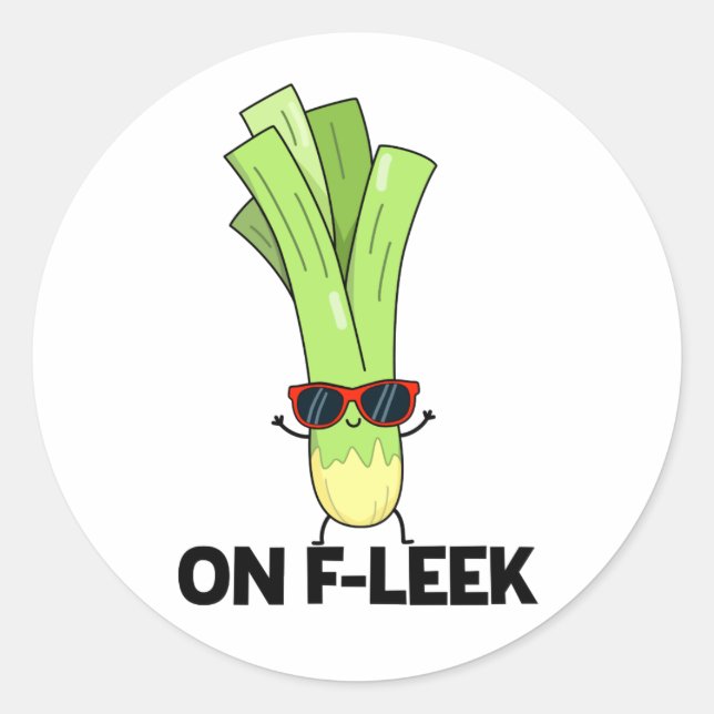 Adesivo Redondo No Fleek Funny Veggie Leek Pun (Frente)