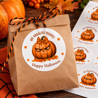 Adesivo Redondo No Giggles Today Halloween Pumpkin Sticker