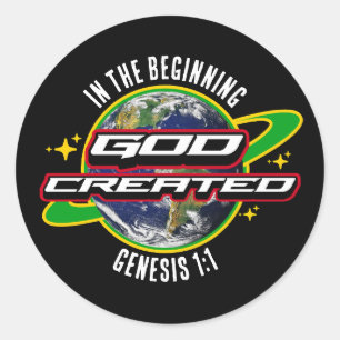 Adesivo Redondo NO INÍCIO DEUS, Dia da Terra Cristã