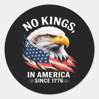 Adesivo Redondo No Kings In America Classic Retro Graphic Design