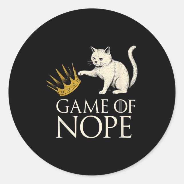 Adesivo Redondo No Kings In America Funny Black Cat Kicking Crown  (Frente)