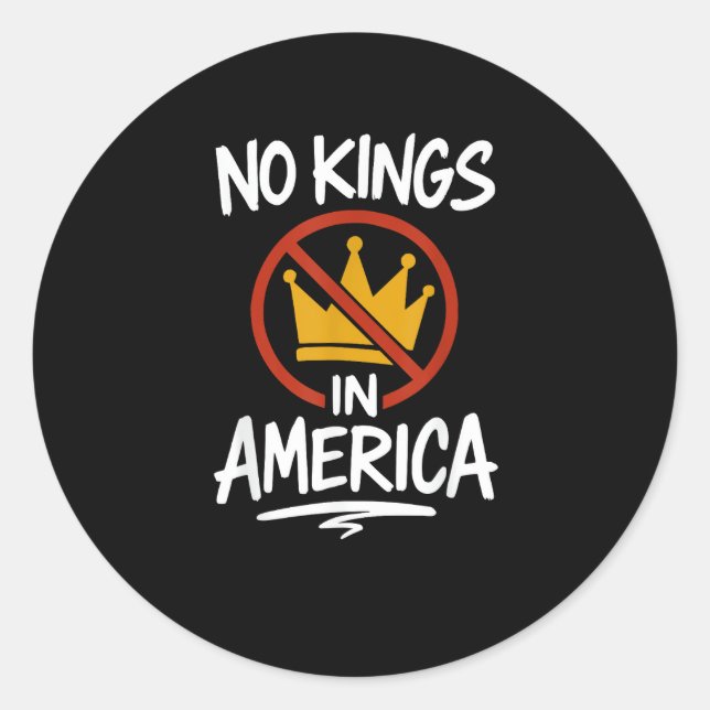 Adesivo Redondo No Kings In America No Crown Minimal Clean (Frente)
