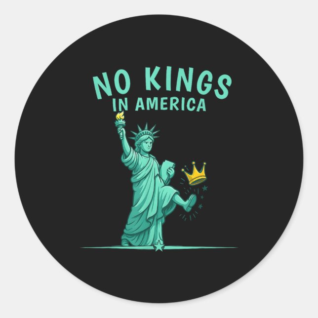 Adesivo Redondo No Kings In America _ Patriotic Litical Design  (Frente)