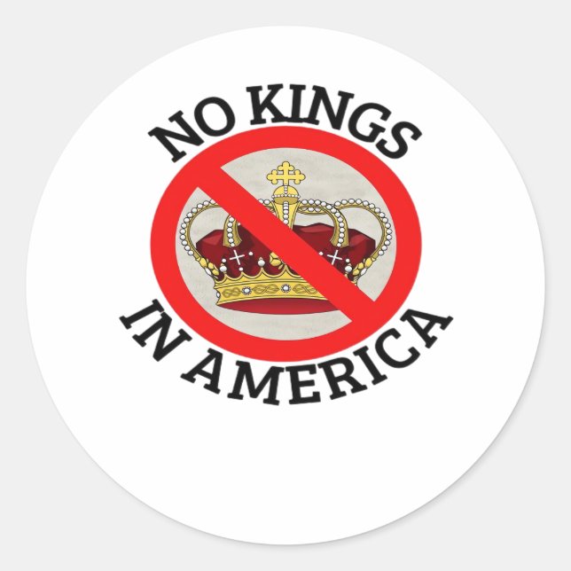 Adesivo Redondo No Kings In America Patriotic Style (Frente)