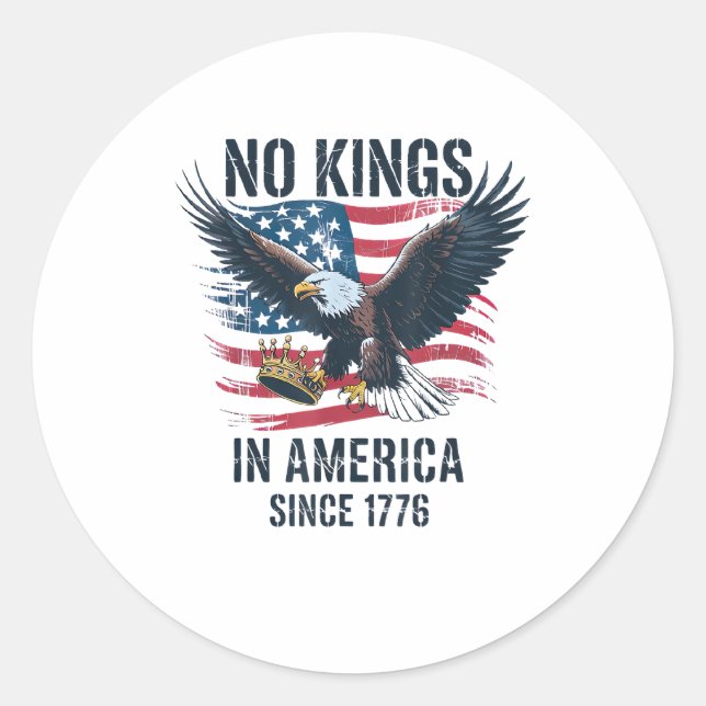 Adesivo Redondo No Kings In America Since 1776 Minimal Clean (Frente)
