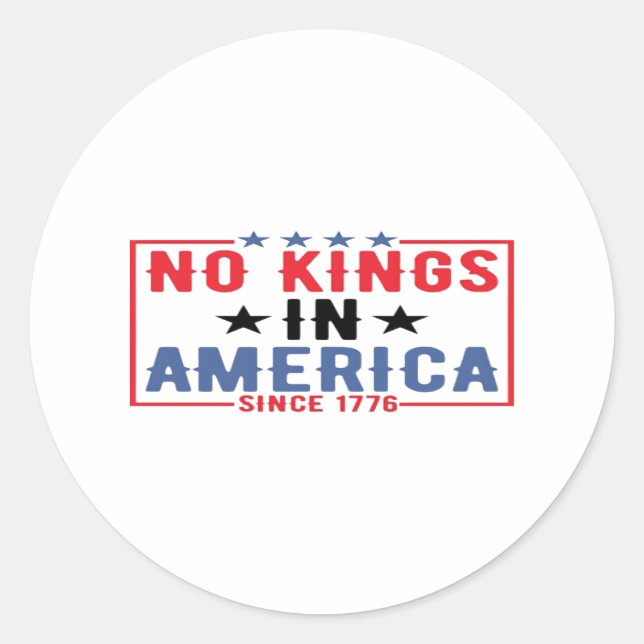 Adesivo Redondo No Kings In America Since 1776 Patriotic Independe (Frente)