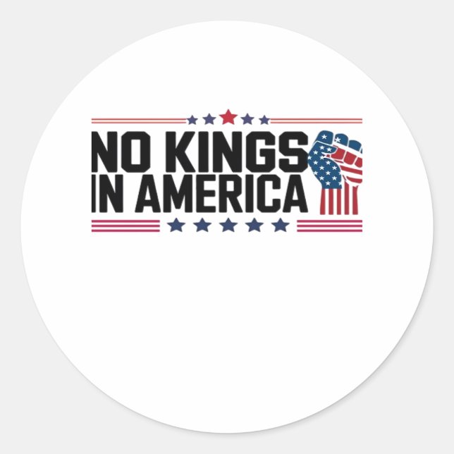 Adesivo Redondo No Kings In America USA Patriotic Style (Frente)