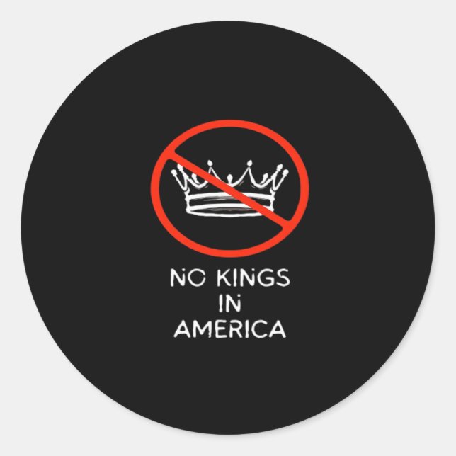 Adesivo Redondo No Kings In The USA America Say No King Crown Clas (Frente)