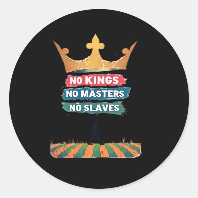 Adesivo Redondo No Kings No Masters No Slaves Anti Authoritarian P (Frente)