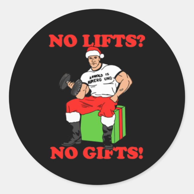 Adesivo Redondo No Lifts No Arnold Schwarzenegger Christma  (Frente)