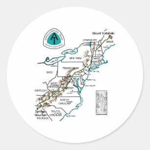 Adesivo Redondo No Logo Mapa de Trilha de Hiking Appalachian 