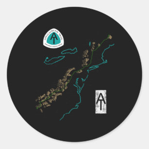Adesivo Redondo No Logo Mapa de Trilha de Hiking Appalachian Trail
