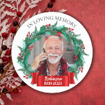 Adesivo Redondo No Loving Memory Christmas Wreath Grandpa Photo<br><div class="desc">No Loving Memory Christmas Wreath Grandpa Photo</div>