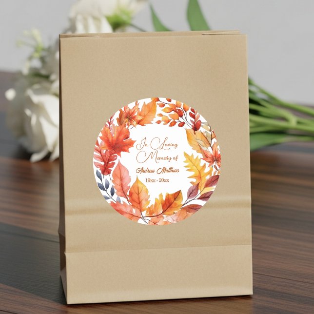 Adesivo Redondo No Loving Memory Funeral Fall Floral (Criador carregado)