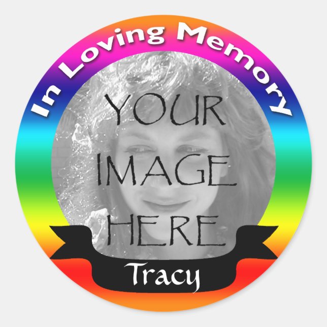 Adesivo Redondo No Loving Memory Rainbow Photo Stickers (Frente)