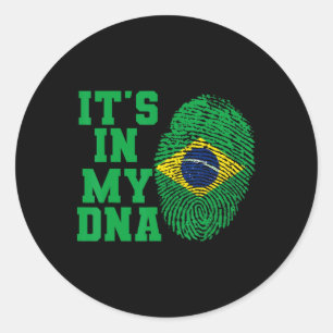 Adesivo Redondo No Meu Adn Brasil, Bandeira Corta Vintage Brasilei