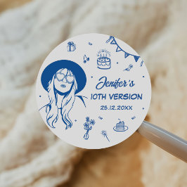 Adesivo Redondo No meu aniversário, Era Retro Aniversário