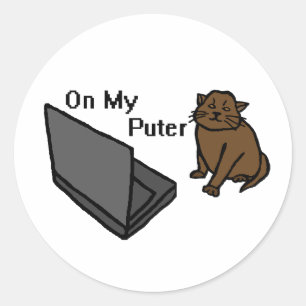 Adesivo Redondo No Meu Computador Engraçado Meme de Gato Marrom