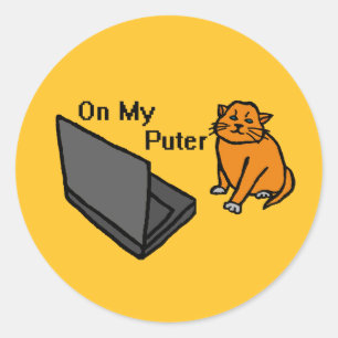 Adesivo Redondo No Meu Computador Engraçado Meme do Gato Laranja