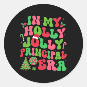 Adesivo Redondo No Meu Trabalho de Natal na Era de Principal Holly