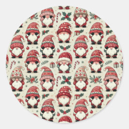 Adesivo Redondo No Peeking Illustrated Gnome Christmas Stickers