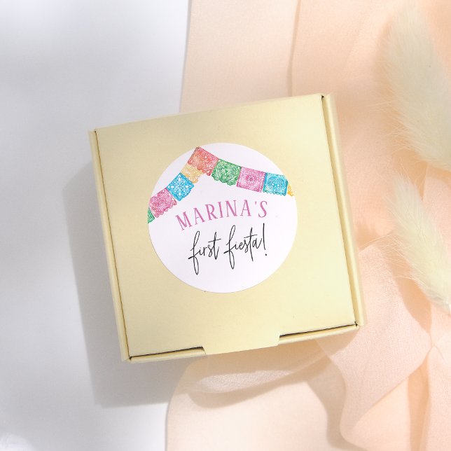 Adesivo Redondo No Time To Siesta First Fiesta Girl Birthday (Criador carregado)