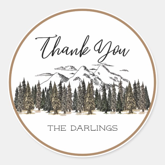 Adesivo Redondo No Vinheta Favor das Montanhas (Frente)