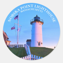 Adesivo Redondo Nobska Point Lighthouse Massachusetts Sticker
