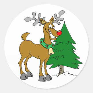 Adesivo Redondo Nochebuena lista del reno