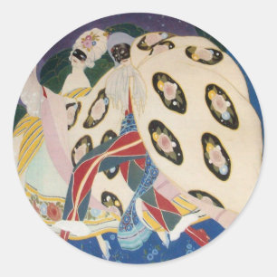 Adesivo Redondo NOCTURNE COM MASKS / Art Deco Venetian Mascarada