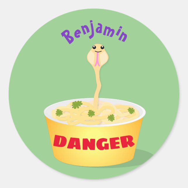 Adesivo Redondo Nódulos bonitos cobra ilustram humor com ilustraçã (Frente)