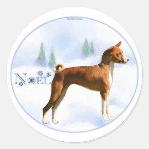 Adesivo Redondo Noel Basenji Stickers