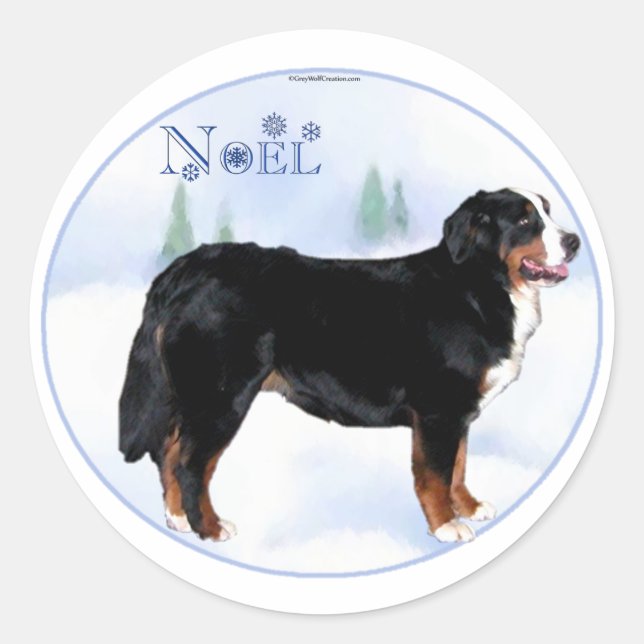 Adesivo Redondo Noel Bernese Mountain Dog - Personalizado (Frente)