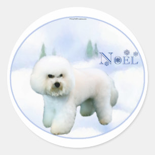 Adesivo Redondo Noel Bichon Frise - Personalizada