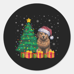 Adesivo Redondo Noel Briard Noel Hat Noite Voz de Natal Cachorro L