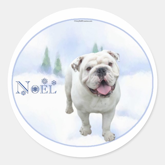 Adesivo Redondo Noel Bulldog Stickers (Frente)