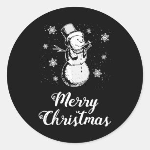 Adesivo Redondo Noel Claus Snowman Natal Engraçado Ideia do Prese