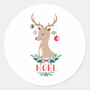 Adesivo Redondo Noel Reindeer