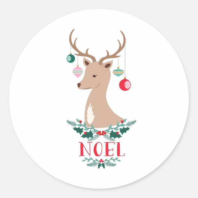 Adesivo Redondo Noel Reindeer (Frente)