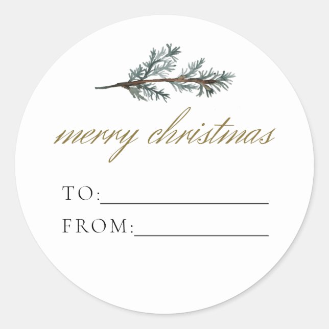 Adesivo Redondo NOEL Rustic Winter Pine To From Christmas Gift (Frente)